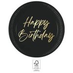 Happy Birthday Elegant papírtányér 8 db-os 23 cm FSC