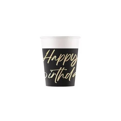 Happy Birthday Elegant papír pohár 8 db-os 200 ml FSC 