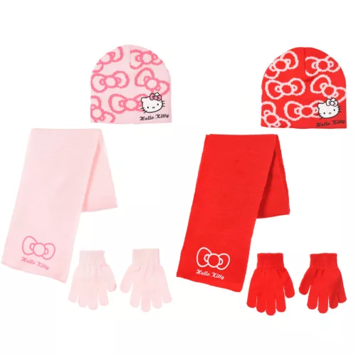 Hello Kitty Bow gyerek sapka + sál + kesztyű szett 52-54 cm
