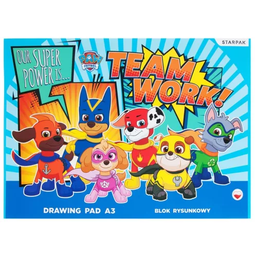 Mancs Őrjárat Team Work A/3 vázlatfüzet, rajzfüzet 20 lapos