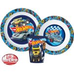 Hot Wheels Blue Fire étkészlet, micro műanyag szett pohárral 260 ml