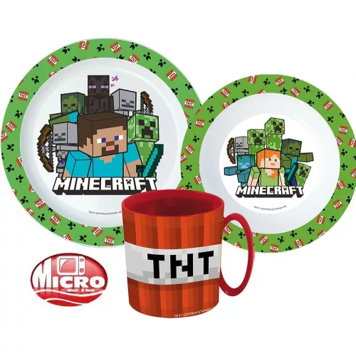 Minecraft étkészlet, micro műanyag szett 