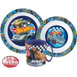 Hot Wheels Blue Fire étkészlet, micro műanyag szett bögrével 350 ml