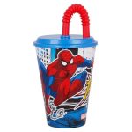 Pókember szívószálas pohár, műanyag 430 ml