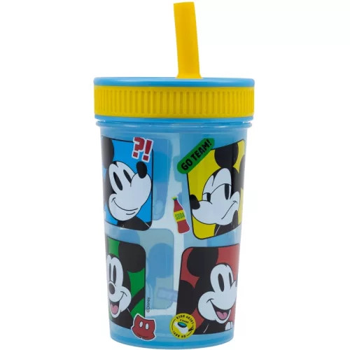 Disney Mickey Fun-Tastic szilikon szívószálas pohár 420 ml